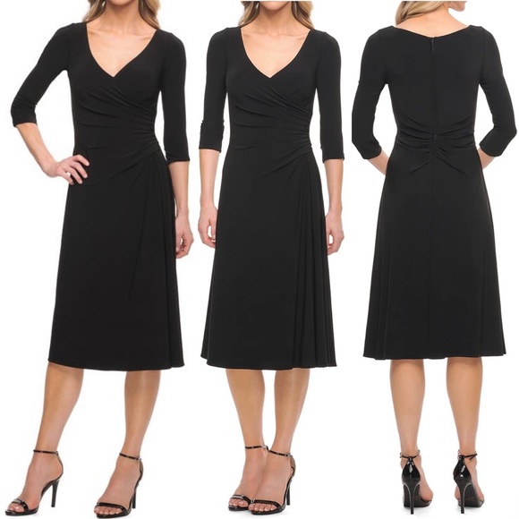 LA FEMME 30069
Size 20 
Black Dress faux wrap bodice - Picture 5 of 12